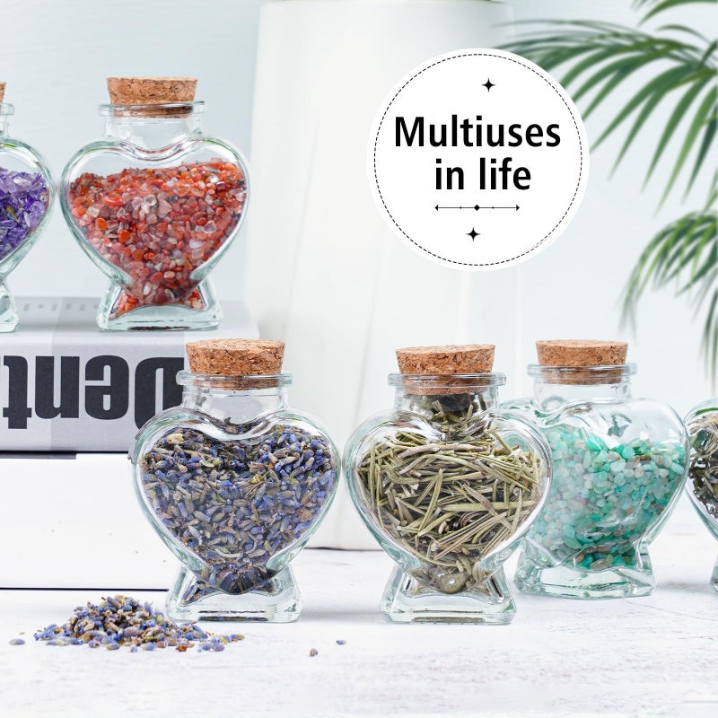 Folinstall Honeymoon Sand Keepsake Jar 2024  20 Pack Heart Shaped Spell Jars Coloured Paper Scrolls  DIY Gift Jars for Valentine's Day  Small Glass Jars with Cork Lid for Baby Shower  Wedding Favor - Image 4